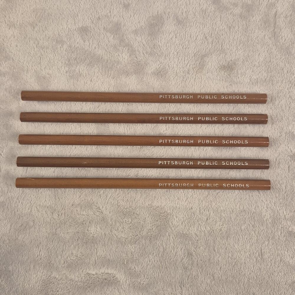 Lot of 5 Vintage Pittsburgh Public Schools Wooden Pencils NOS